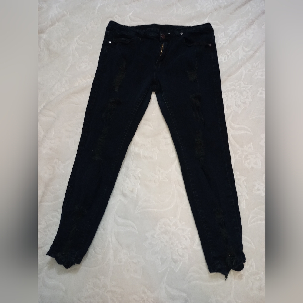 Distressed black jeans